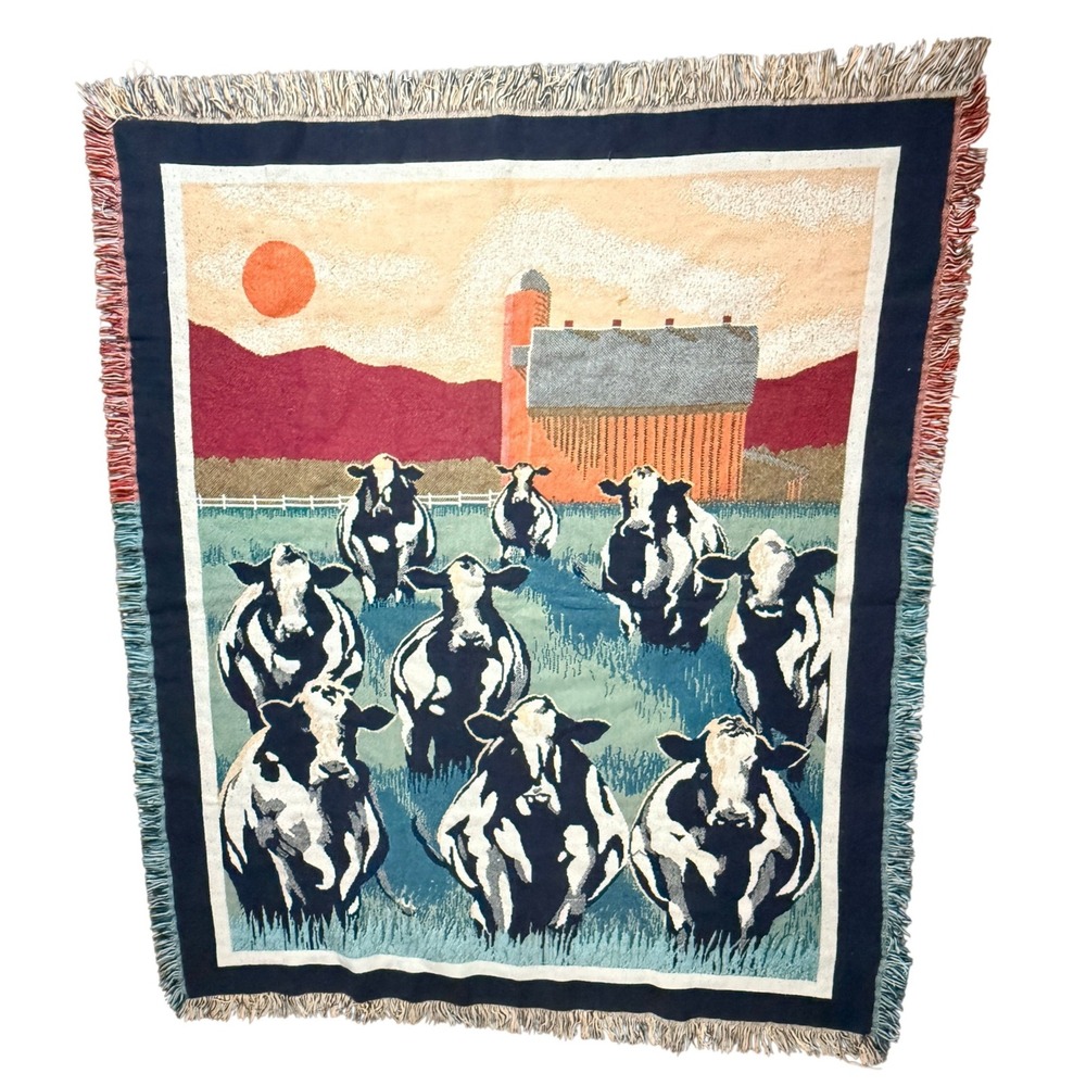 Goodwin Weavers Vintage Till Cows Come Home Throw Blanket Tapestry, Multi, 49x59